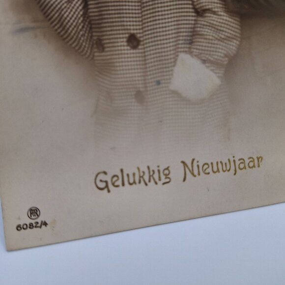 Antique Dutch Happy New Year Postcard 6082/4 Couple Winter Scene Old Ephemera - Picture 2 of 6